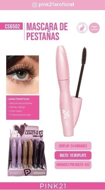 [PL-6502-487931] mascara de pestañas define & length Pink 21