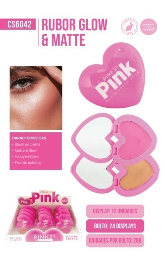 [PL-6042-487467] rubor en crema glow & matte Pink 21