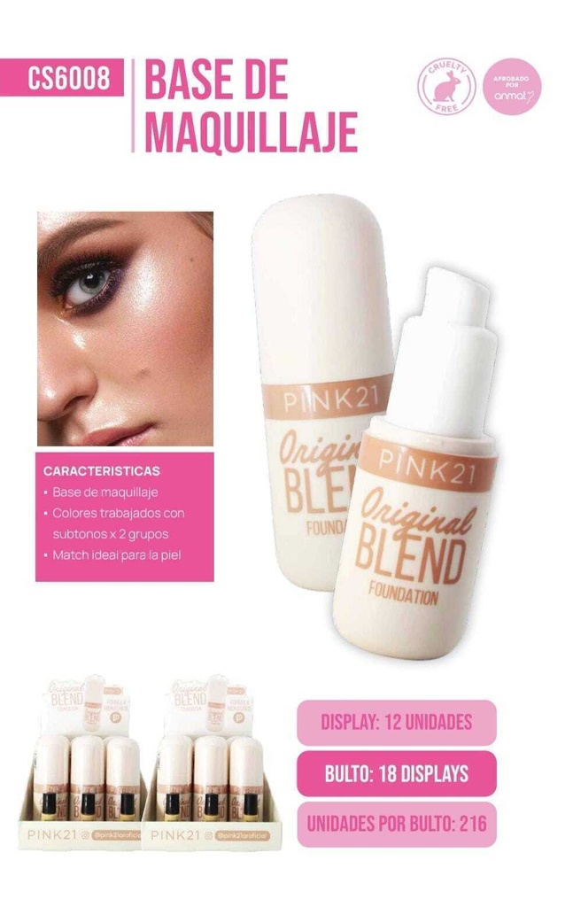 [PL-6008-487573] base de maquillaje original blend Pink 21