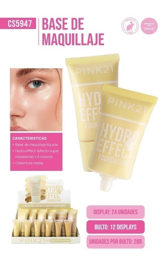 [PL-5947-487375] base de maquillaje hydro effec Pink 21