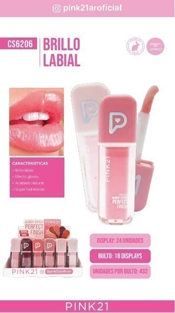 lip gloss color efecto glossy Pink 21