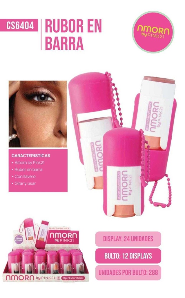 [PL-6404-488044] rubor en barra empaque rosa Pink 21