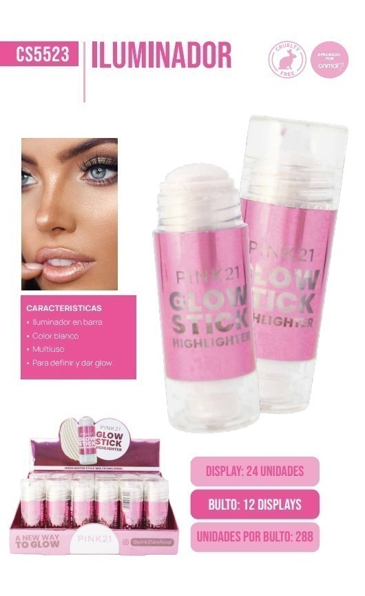 [PL-5523-469906] iluminador en barra glow stick Pink 21
