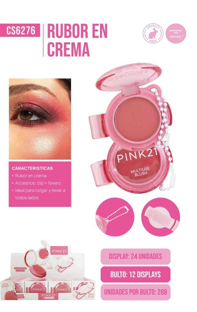 [PL-487598-6276] rubor en crema modelo llavero Pink 21