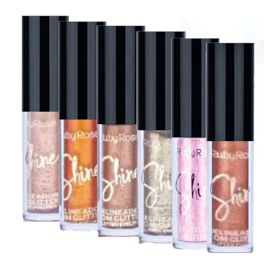 [PT-HB-8416] delineador glitter shine ruby rose ___ PACK X6
