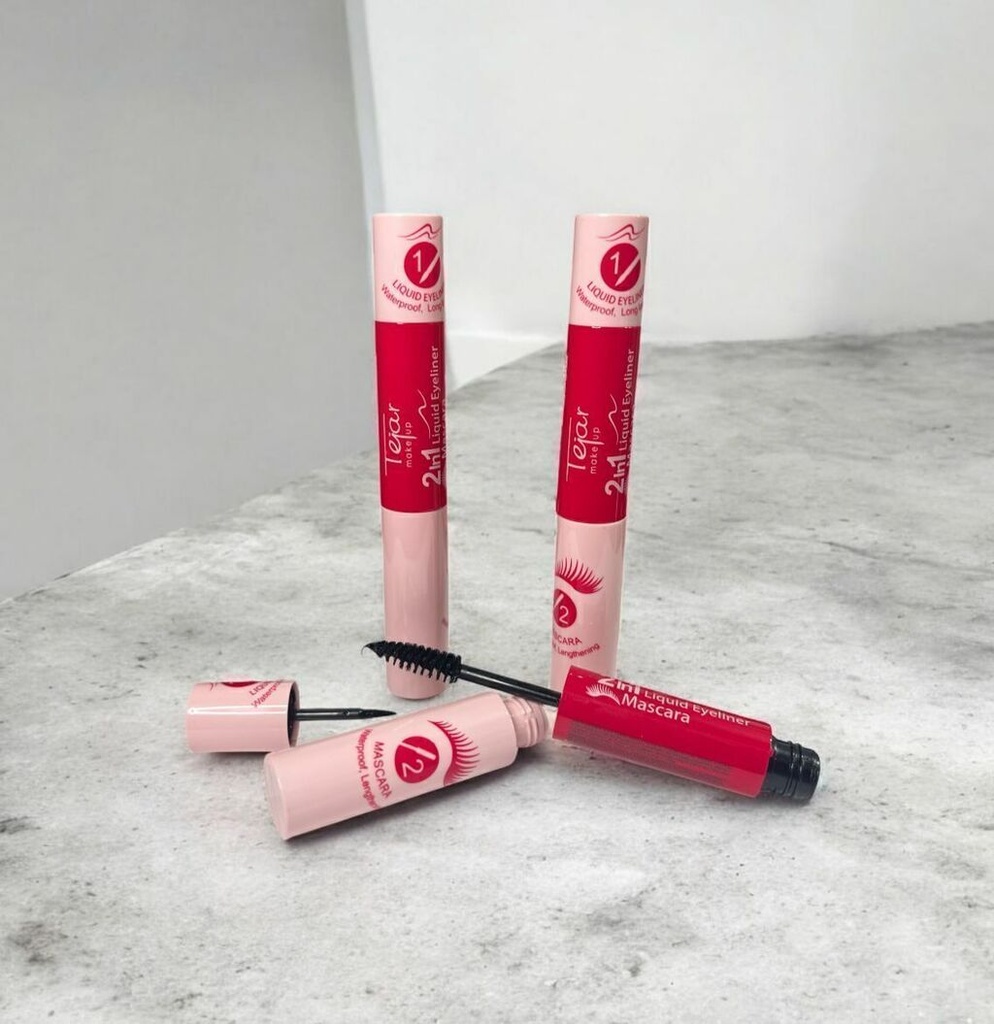 mascara de pestañas + delineador 2 en 1 rosa TEJAR