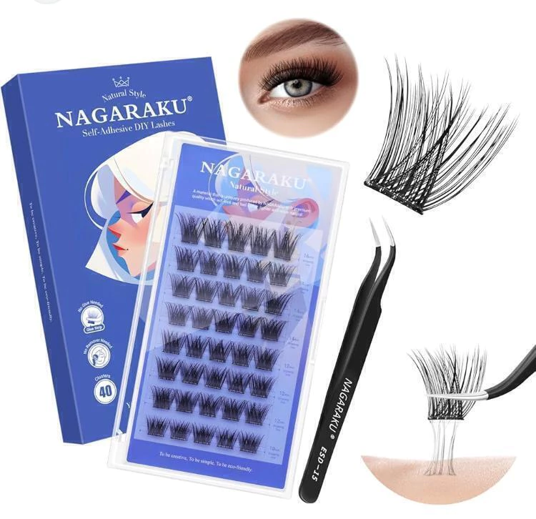 kit pestañas autoadhesivas + pinza nagaraku natural