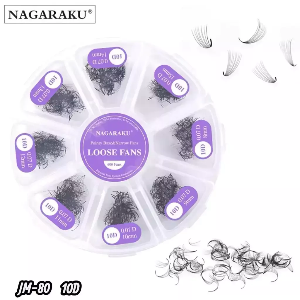 [PT-600FANS] extensiones de pestaña nagaraku pointy base narrow fans 10d 0.07d 8-15mm 600fans