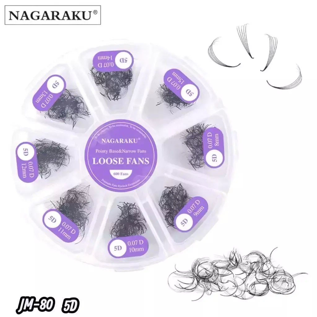 [PT-600FANS] extensiones de pestaña nagaraku pointy base narrow fans 5d 0.07d 8-15mm 600fans