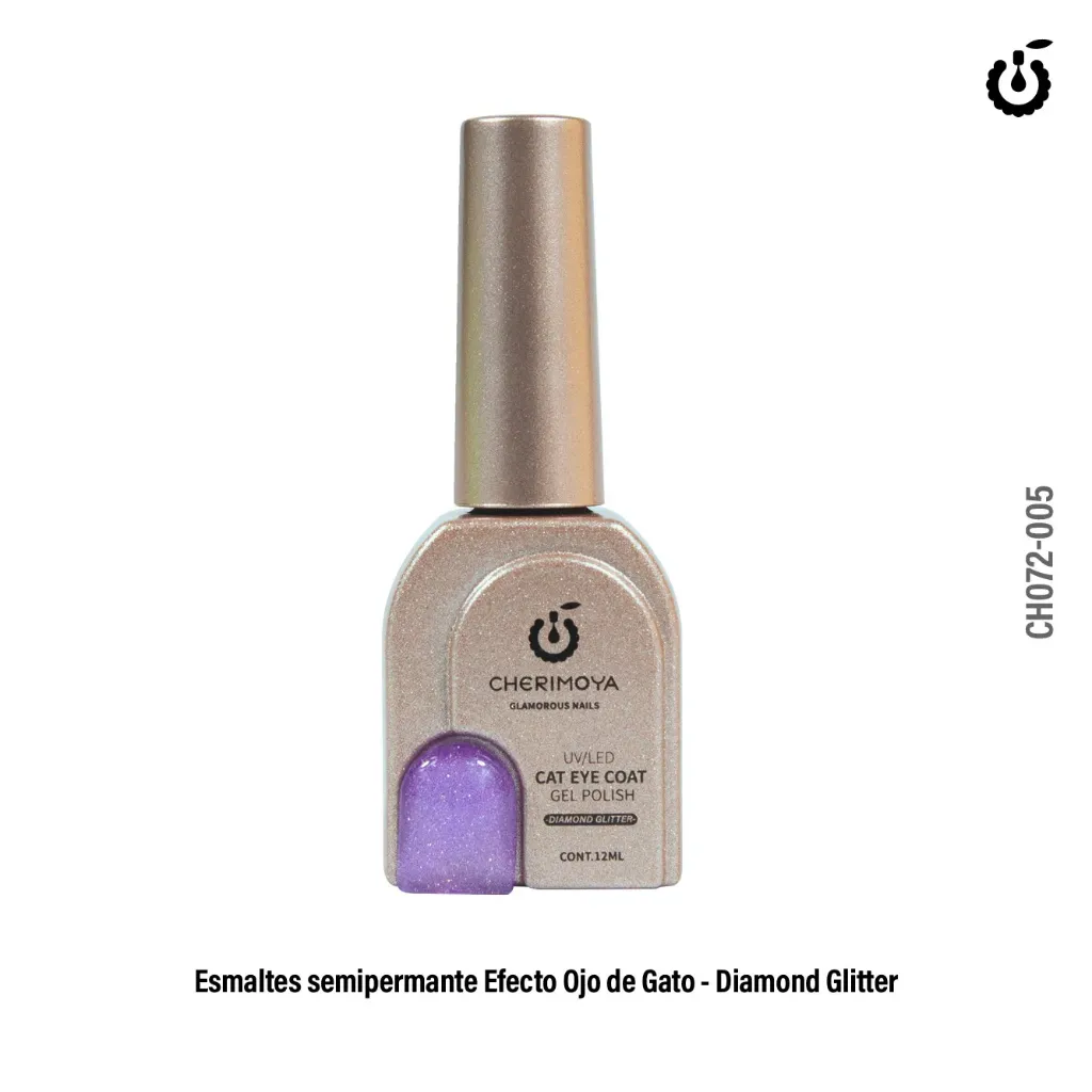 Esmalte Ojo de Gato 12ml Glitter super shine Cherimoya ___ PACK X6