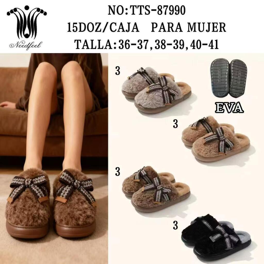 [PT-NO36-41] pantuflas de mujer con lazo ___ PACK X12