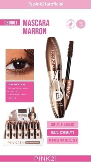 [PL-6601-487818-X3] mascara de pestañas brown Pink 21 (Pack X3)