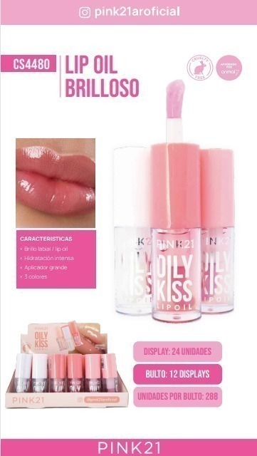 [PL-4480468084-X3] lip oil oily kiss Pink 21 (Pack X3)