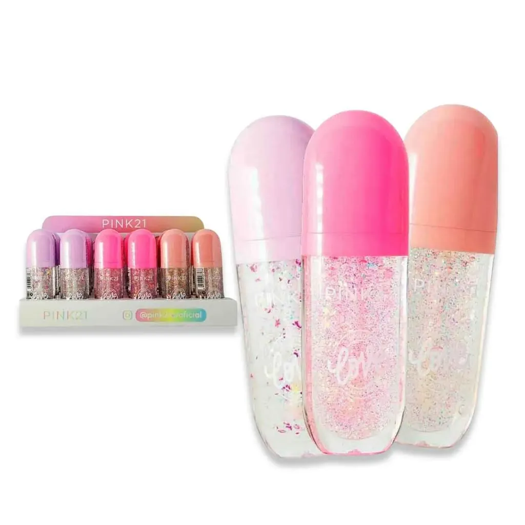 lip gloss con glitter love Pink 21