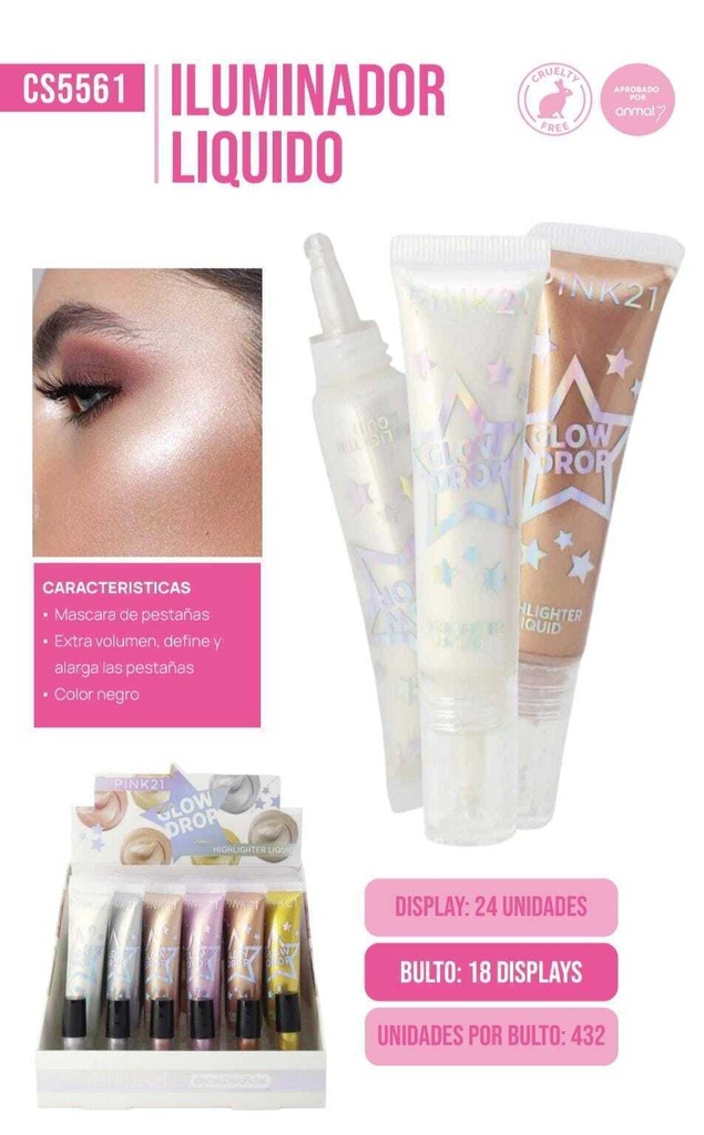 iluminador en liquido glow dror Pink 21