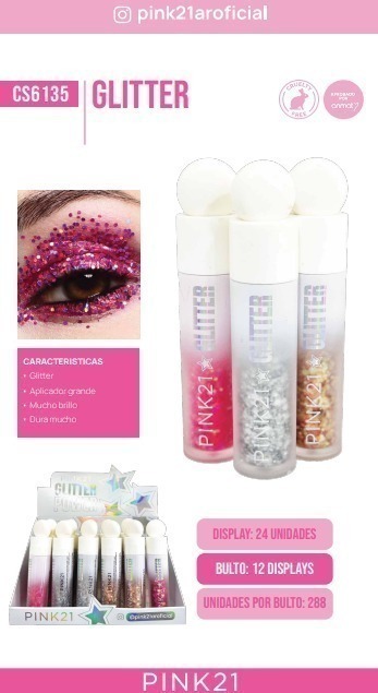 [PL-6135-487399-X3] glitter powder Pink 21 (Pack X3)