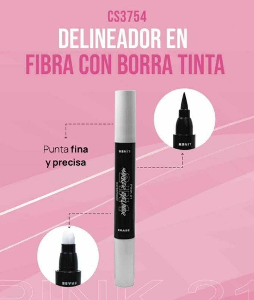 delineador en fibra con borra tinta Pink 21