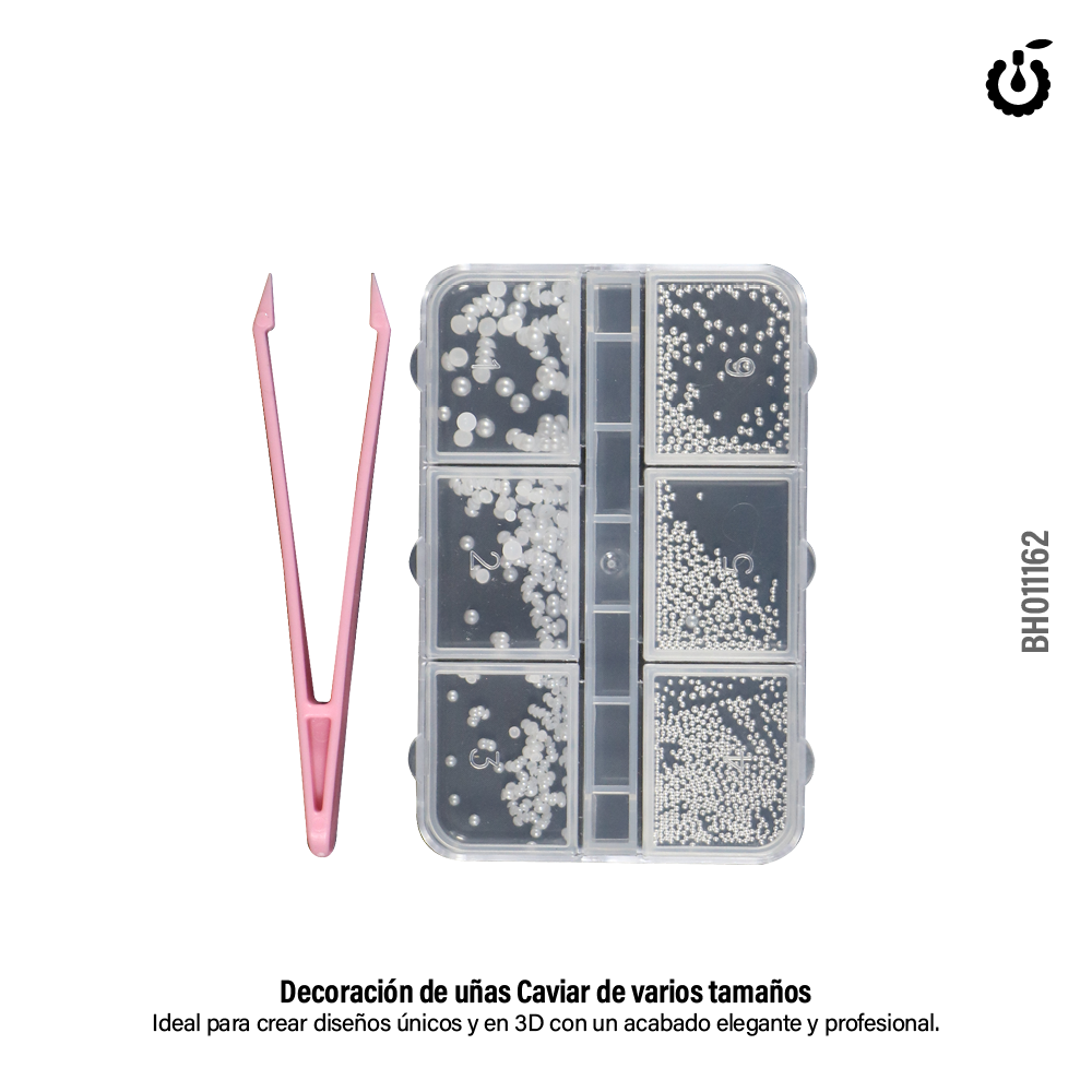 [BH011162] Deco de unas caviar y perlas____ Pack x12