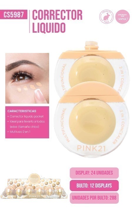 corrector liquido redondito Pink 21