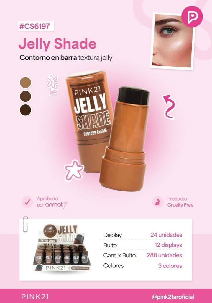 [PL-6197-488082-X3] contorno jelly shadow Pink 21 (Pack X3)