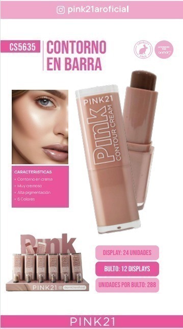[PL-5635486248-X3] contorno en crema Pink 21 (Pack X3)