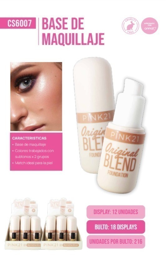 [PL-6007-487566-X3] base de maquillaje original blend Pink 21 (Pack X3)