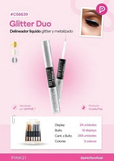 Delineador para ojos GLITTER DUO PINK 21