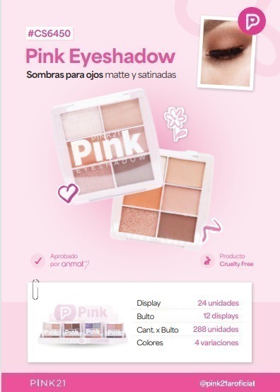 Sombra para ojos x6 EMPAQUE ROSA PINK 21