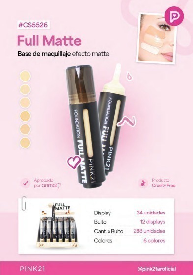 Base de maquillaje FULL MATTE PINK 21