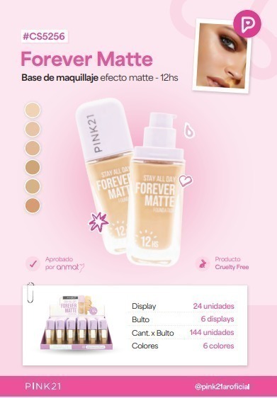 Base de maquillaje STAY ALL DAY FOREVER MATTE PINK 21