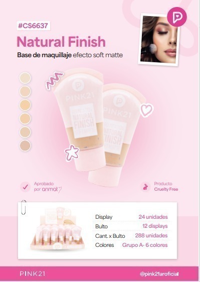 Base de maquilaje NATURAL FINISH PINK 21
