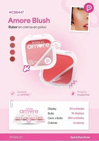 Rubor en crema y en polvo AMORE PINK 21