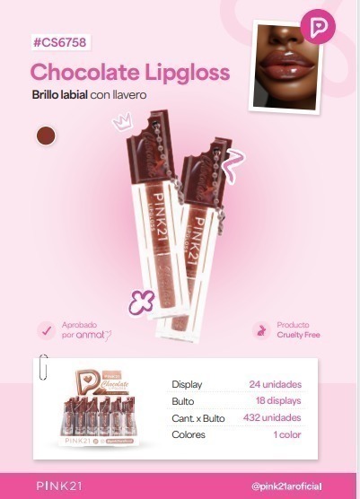 Lip gloss CHOCOLATE GLITTER PINK21