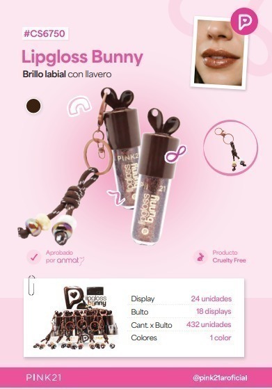 [PL-6750/501132] Lip gloss glitter BUNNY PINK 21