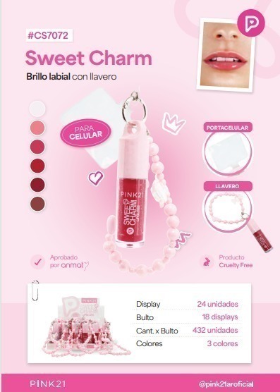 [PL-7072/501040] Lip gloss SWEET CHARM PINK 21