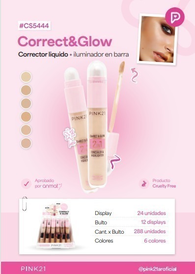 [PL-5444/469807] Corrector + iluminador CORRECT & GLOW PINK 21