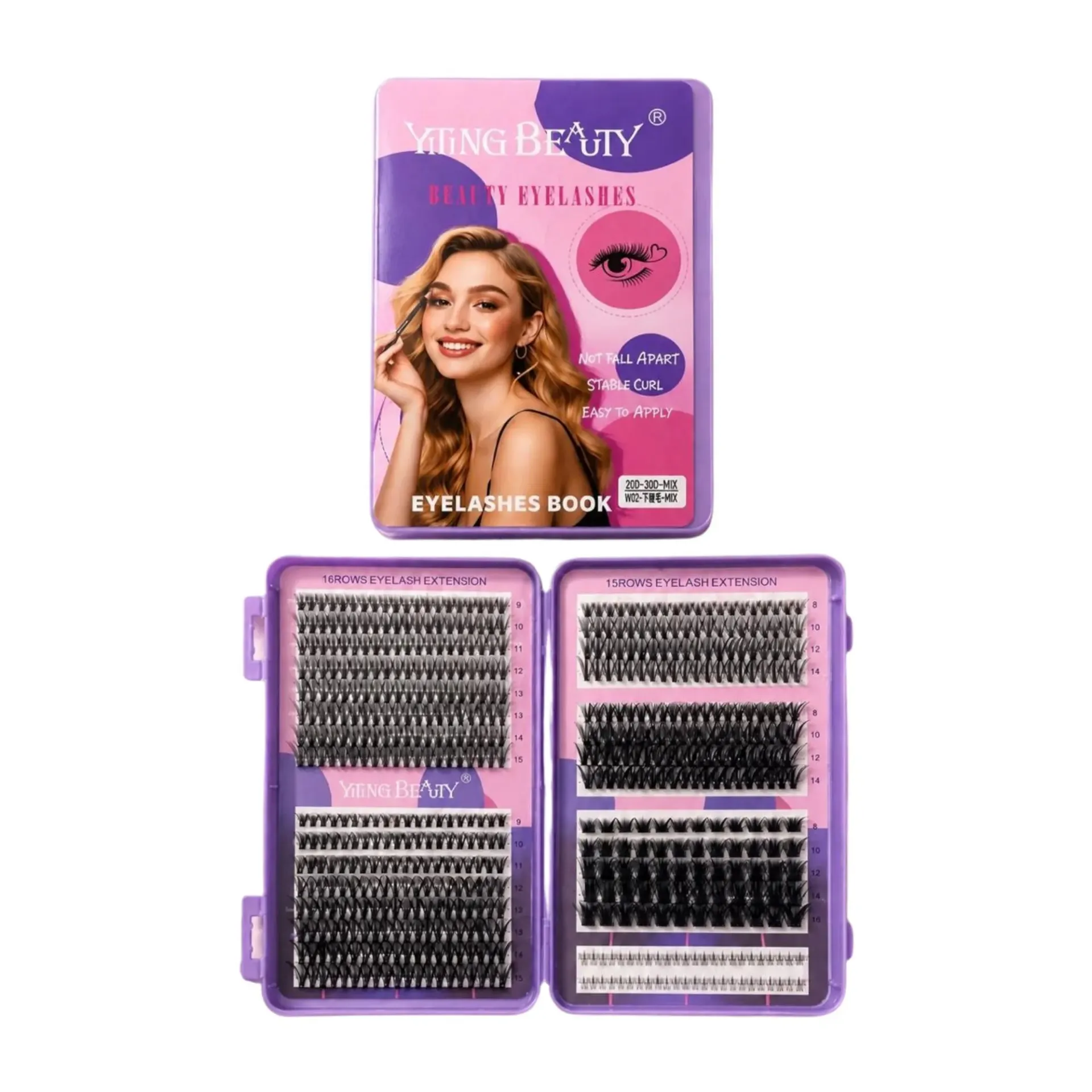 kit de extensiones de pestañas postizas en racimo  Yiting Beauty