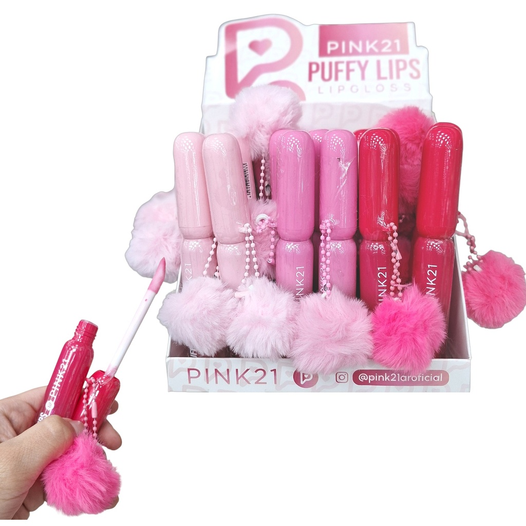 [PM-CS7071] LIP GLOSS CON LLAVERO POMPÓN PINK 21