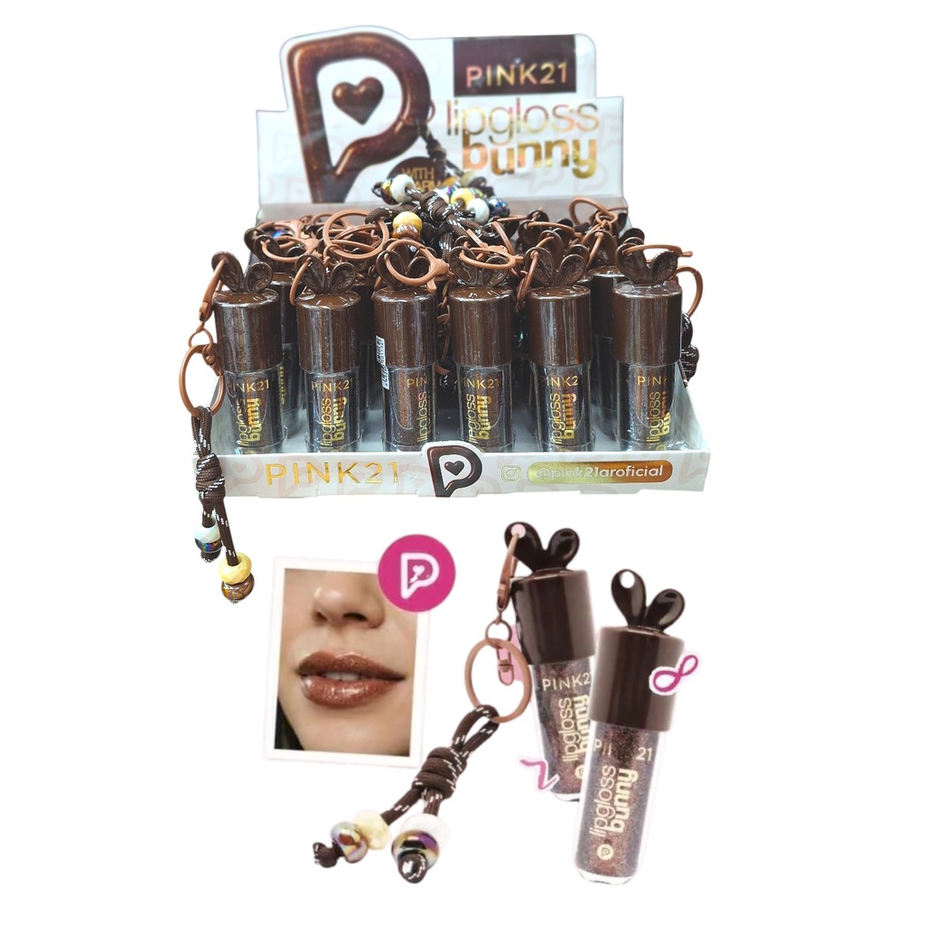 [PM-CS6750] LIP GLOSS CON LLAVERO BUNNY PINK 21