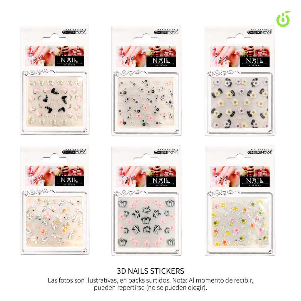 Sticker autoadhesivas surtido flores/mariposas (pack x12) CH011087-11