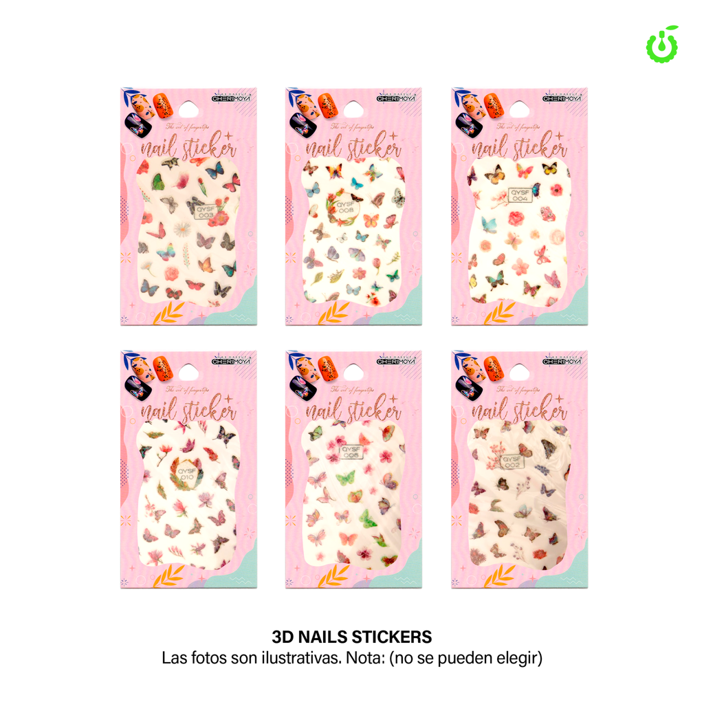 Sticker autoadhesivas grande surtido mariposa brillitos___Pack X12 CH011087-12