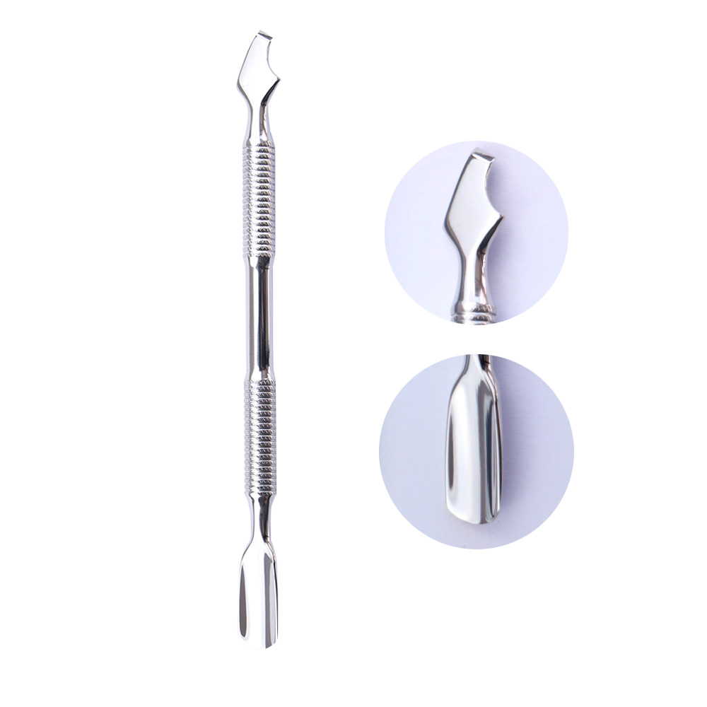 [BH005207] Repujador /empujador de cutículas doble punta curva C acero Cherimoya ___Pack X12  -BH005207
