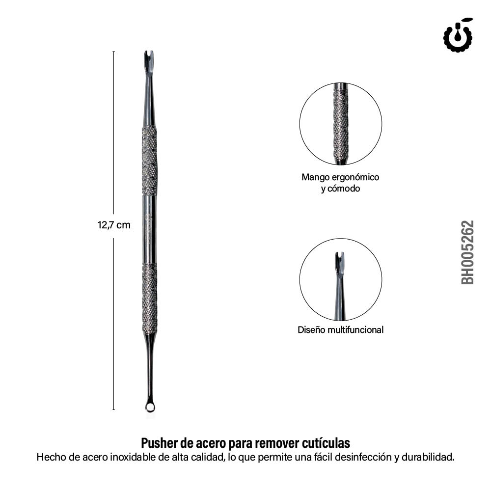 [BH005262] Pusher de acero para remover cuticulas ___Pack X12  BH005262
