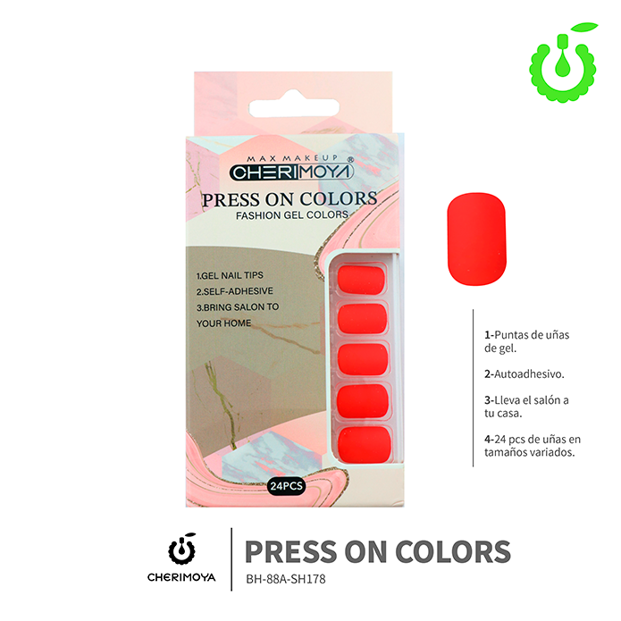 Press on nails oval velvet 24pcs (pack x12) -BH001207-1/BH-88A-SH178