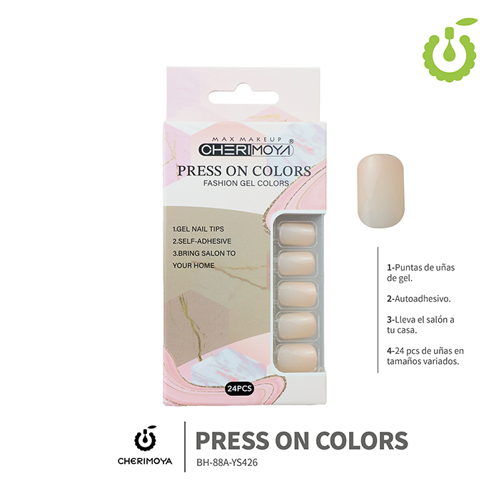 Press on nails oval brillo 24 pcs (pack x12) -BH001207 /BH-88A-YS426