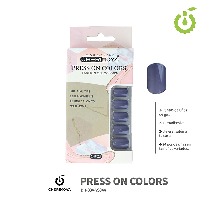 Press on nails oval brillo 24 pcs ___Pack X12 -BH001207 /BH-88A-YS344
