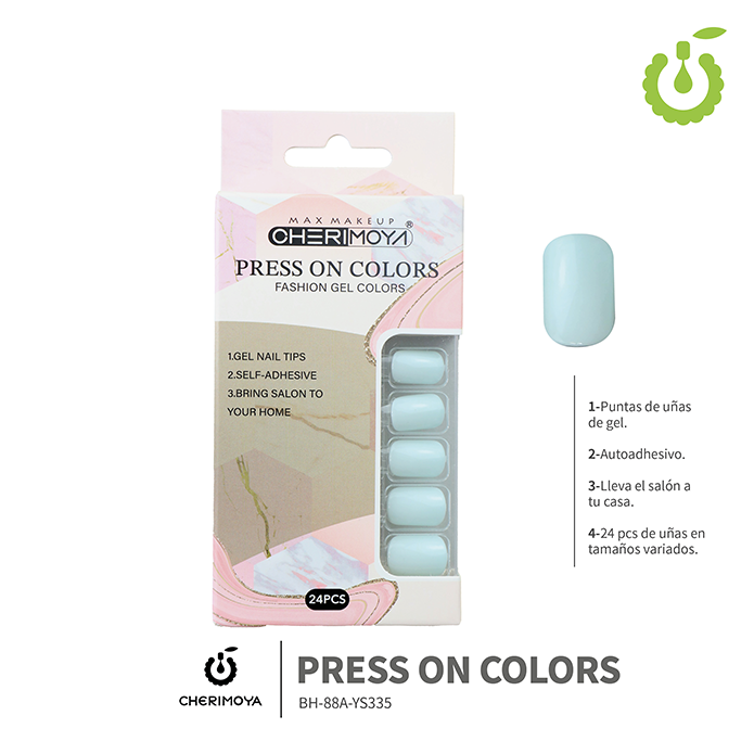 Press on nails oval brillo 24 pcs (pack x12) -BH001207 /BH-88A-YS335
