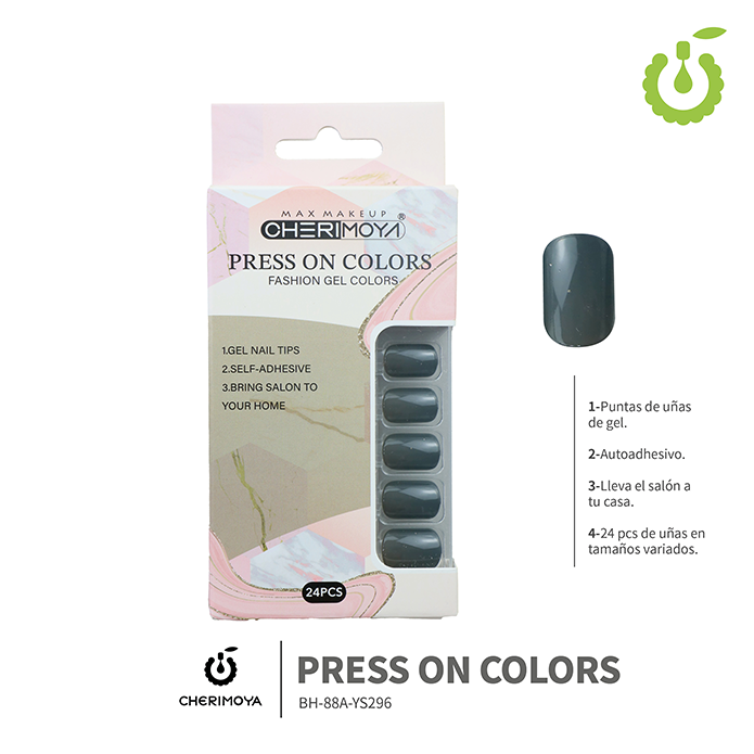 Press on nails oval brillo 24 pcs ___Pack X12 -BH001207 /BH-88A-YS296