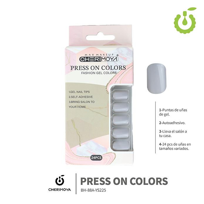 Press on nails oval brillo 24 pcs ___Pack X12 -BH001207 /BH-88A-YS225
