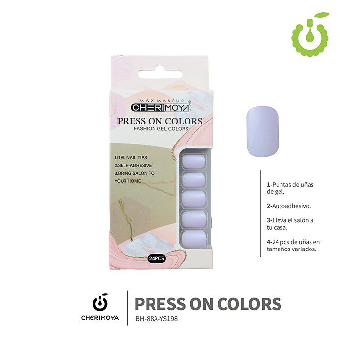 Press on nails oval brillo 24 pcs (pack x12) -BH001207 /BH-88A-YS198